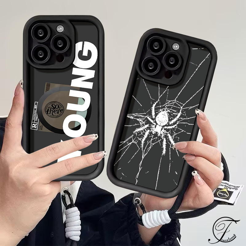 Merek Trendi Merekam Gelang Grafiti Laba-laba Inggris Sederhana Case VIVO Y16 Y36 Y15s Y20 Y27 Y21 Y