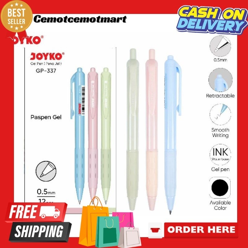 

[Cmt] Pulpen JOYKO PASPEN Gel Pen GP-337 0.5mm - 12 PCS