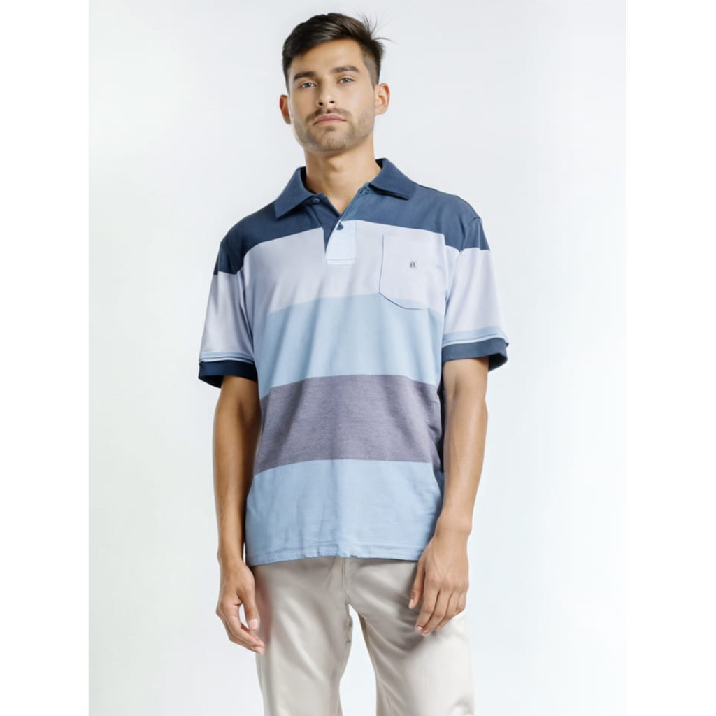 Baverre Man by Hassenda - Kaos Polo Shirt Pria Kerah Lengan Pendek Nico Navy