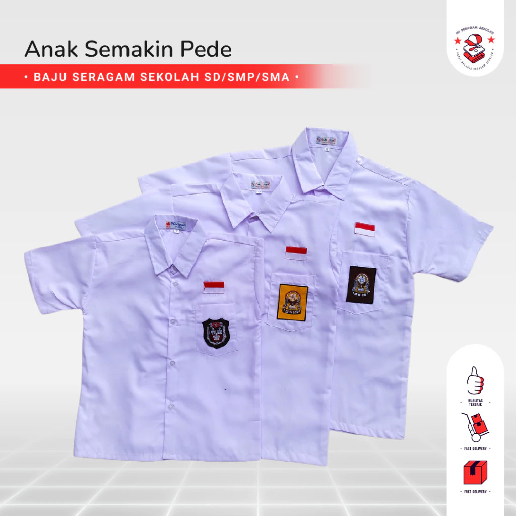

Seragam Sekolah SD Hem Putih Baju Atasan Lengan Pendek Bet Bordir Kain Oxford By My Purnama