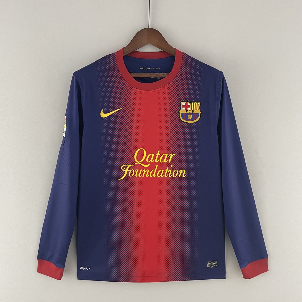 Jersey Retro long sleeve Barcelona 12/13 home A198 T shirt pria