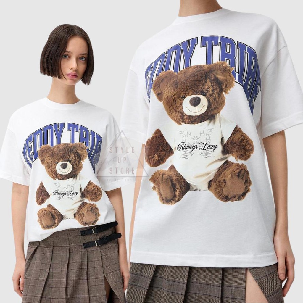 [ STYLEUPSTORE ] BERSHKA Oversize Unisex Tshirt - Kaos Teddy Tribe