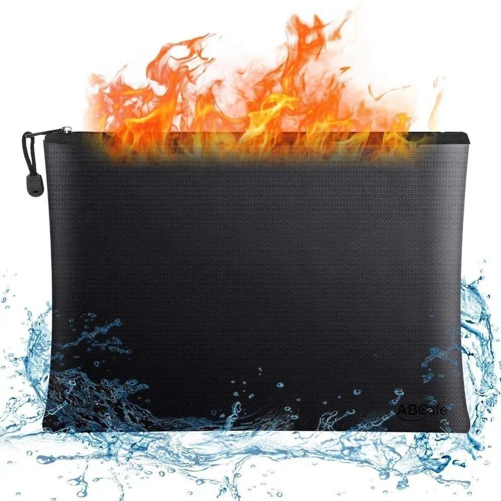 

Fireproof Money Bag Flame Resistant Waterproof Document File Pouch Cash Bank Deposit Safe Storage With Pockets Zippers