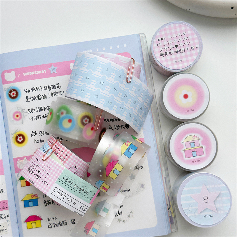 

Kawaii 3M DIY Hand Tent Tape Sticker Kpop Decorative Stickers Cute Cartoon School Stationery