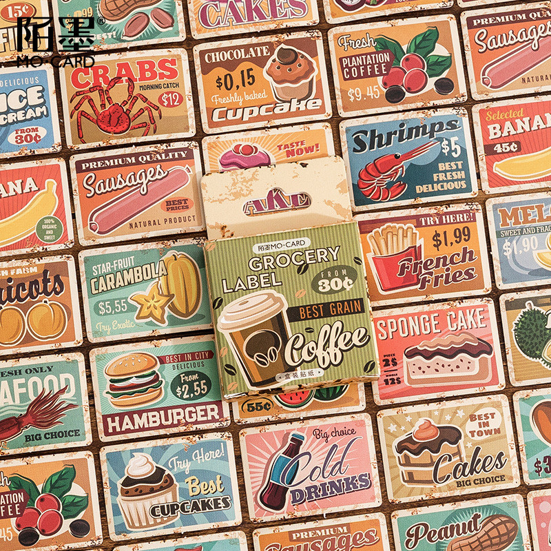 

45pcs/Box Department Store Label Series Box Sticker Retro DIY Diary Junk Journal Decoration Label Sticker Album Scrapbooking