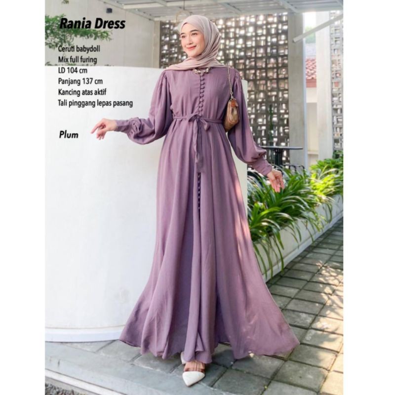 RANIA DRESS WANITA CERUTI BABYDOLL / Gamis Wanita / Dress Ceruti Babydoll/ Dress Ceruti / Dress Leba