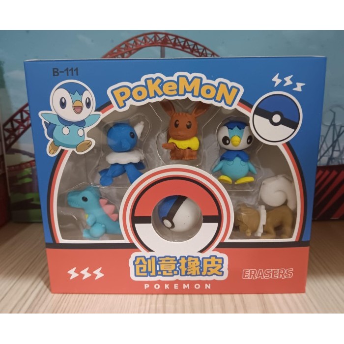 

Penghapus Pensil Pokemon Set 6 Eraser Alat Tulis Premium - Eevee DKK