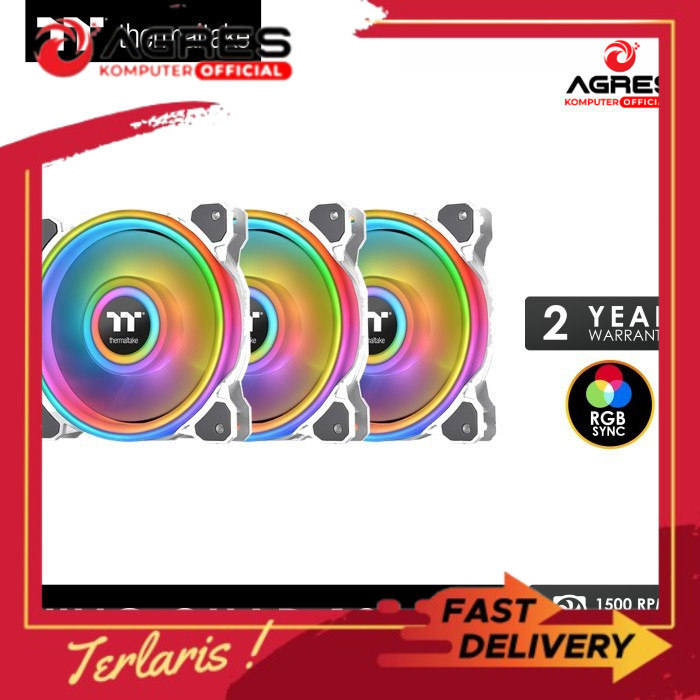 THERMALTAKE CASE FAN RIING QUAD 12 RGB (3X FANS + CON + 500-2000RPM) WHITE