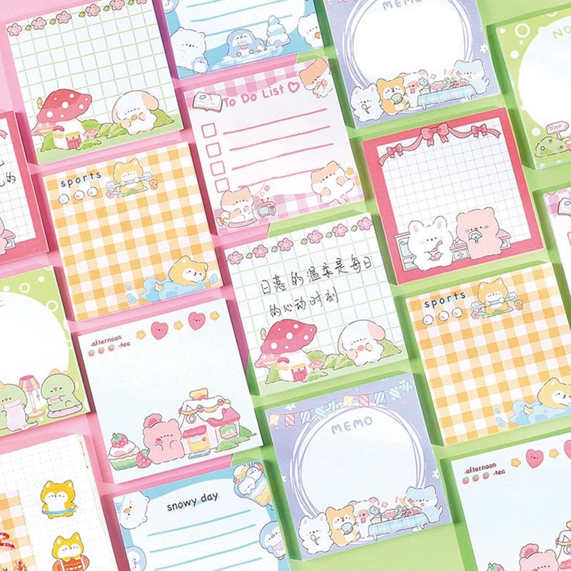 

50 Lembar Sticky Notes Portable Motif Kartun Hewan Untuk Pelajar