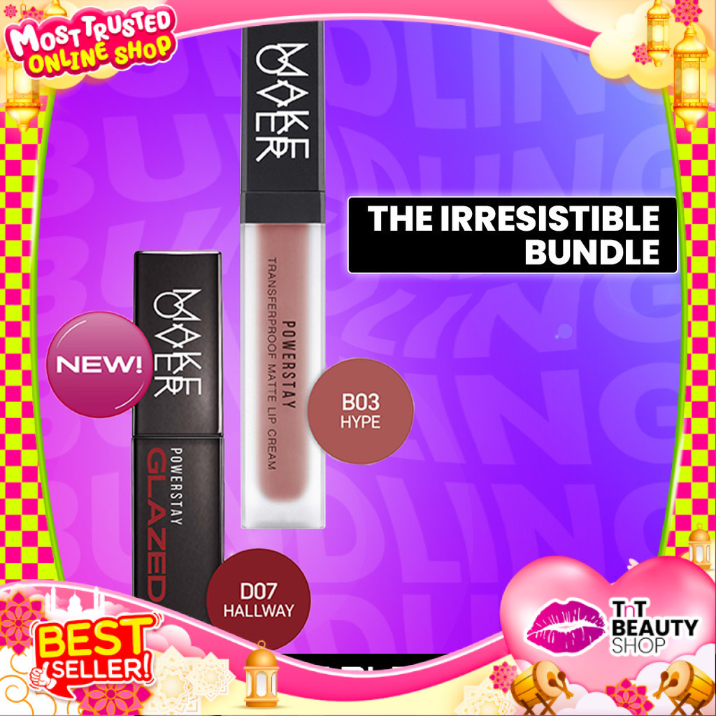 [BUNDLING 2in1] Make Over Glazed Lock Lip Pigment-Transferproof Matte LipCream | TnT Beauty Shop