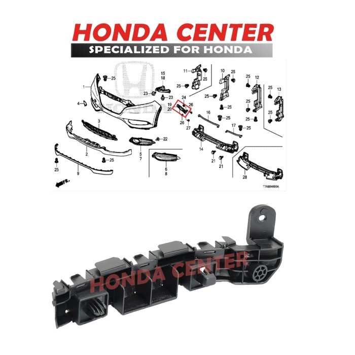 BRACKET BUMPER DEPAN KANAN HRV BREKET BUMPER DEPAN KANAN HRV 2015 2016 - Original Honda PART BARU