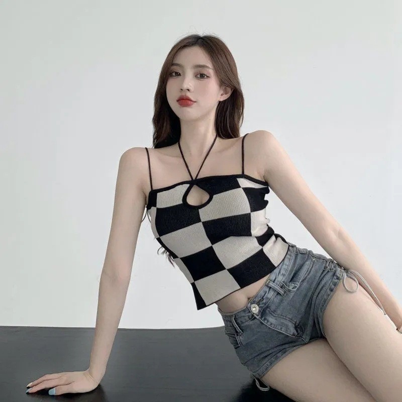 Tanktop Wanita Rajut - Motif Berlian & Strapless-22013