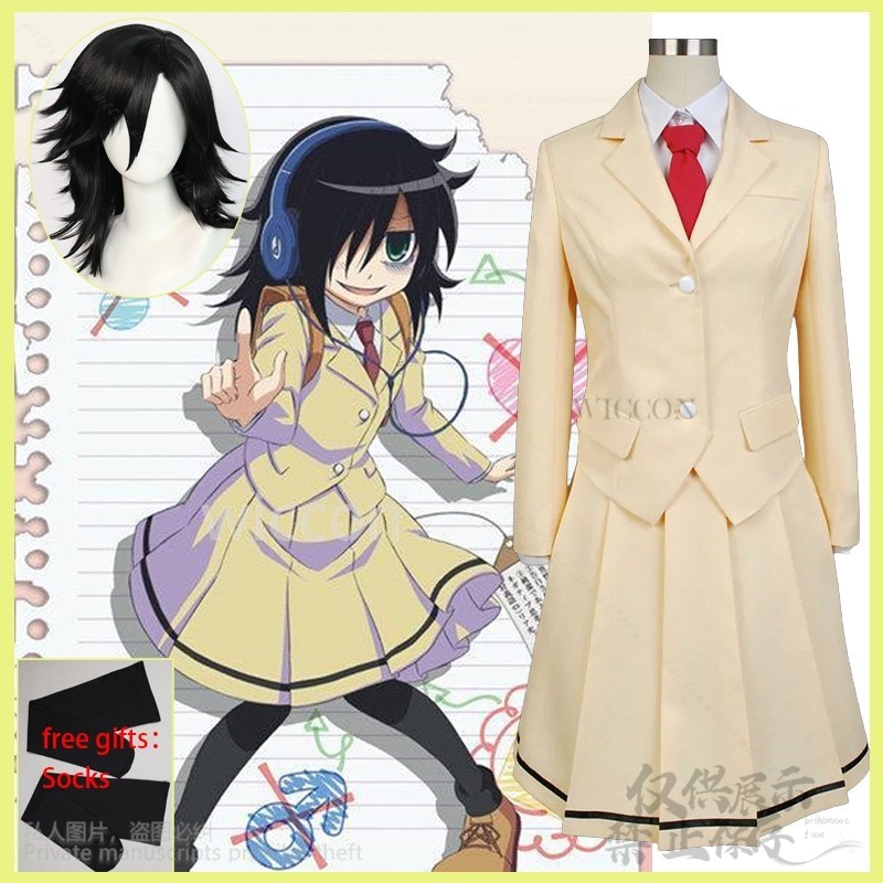 Anime WataMote Tomoko Kuroki Cosplay Kuroki Tomoko Costume Jk School Uniform Dress Lovely Lolita Hal
