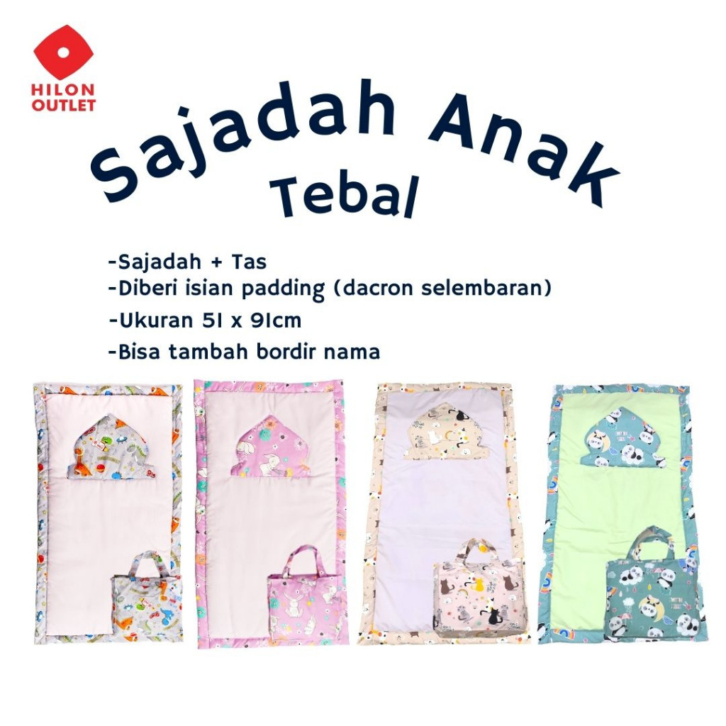 vg64jn Sajadah Anak Custom Nama / Custom Bordir Sajadah Anak / Sajadah Anak Karakter / Sajadah Anak 