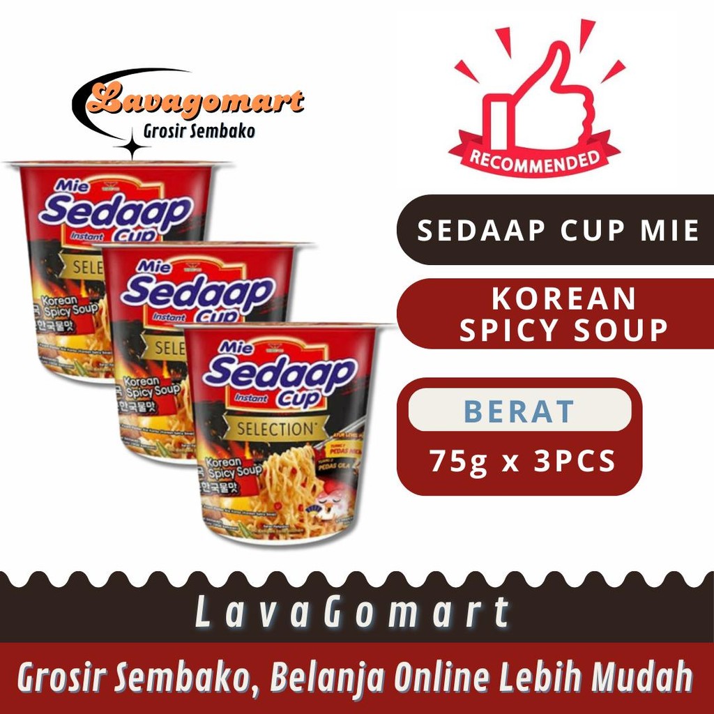

SEDAAP CUP MIE INSTAN KOREAN SPICY SOUP 75g - 3PCS - LAVAGOMART - BANDUNG