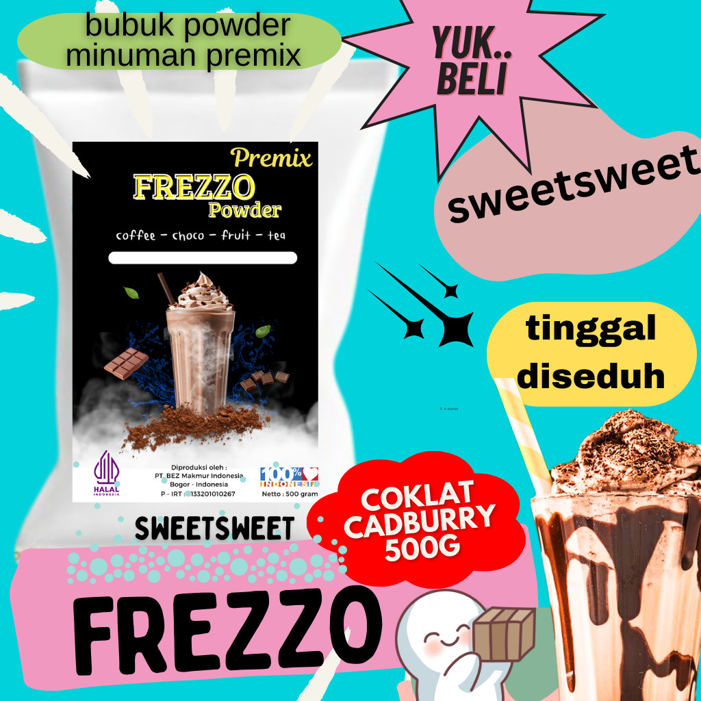 

Sweetsweet Frezzo Boba Powder Cadburry Chocolate | Bubuk Minuman Cokelat 500 g {Bisa COD dan Grosir}