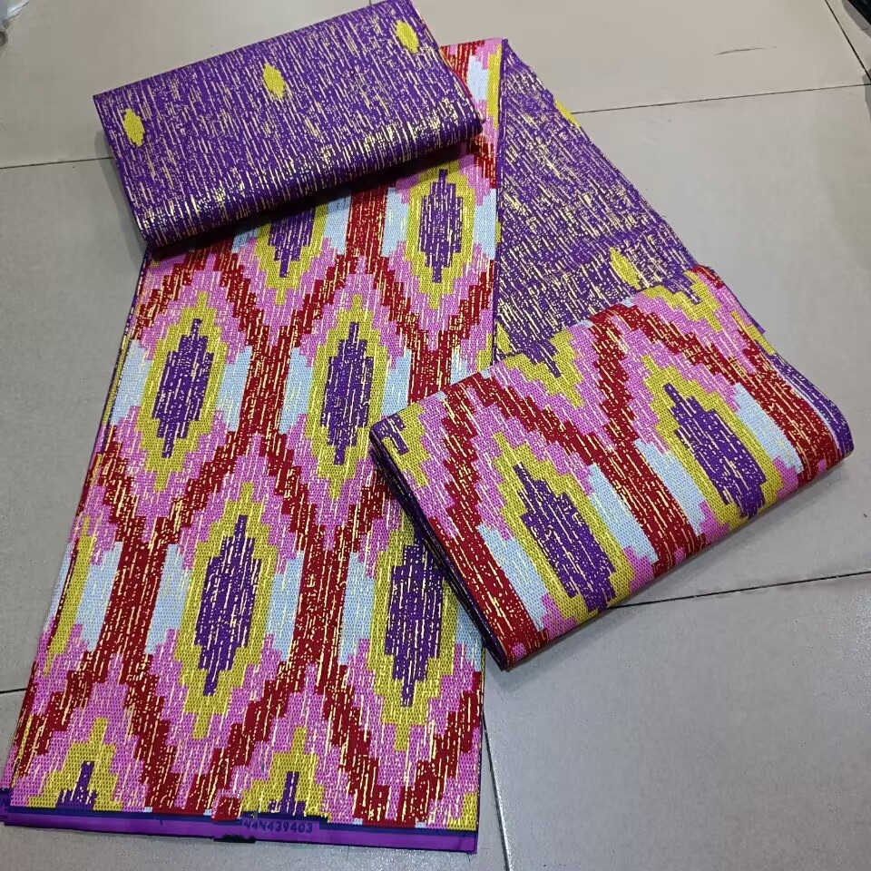 

KENTE 4+2YARD 2024 Latest Design 6 Yards/lot African Fabric Gold Powder Ankara 100% Cotton Farbic For Sewing Wax Print Fabric