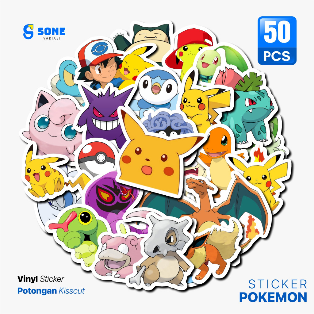 

Stiker Aesthetic Pack Kartun Pokemon Pikachu Vinyl Waterproof untuk Sticker