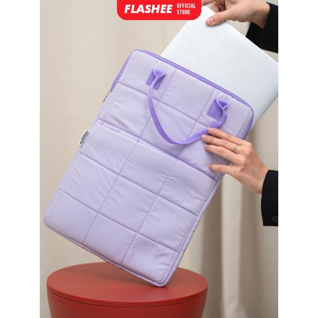 Flashee Tas Laptop Puffy 14 Inch Ungu Lilac Case Laptop Waterproof Pluffy Lucu Aesthetic