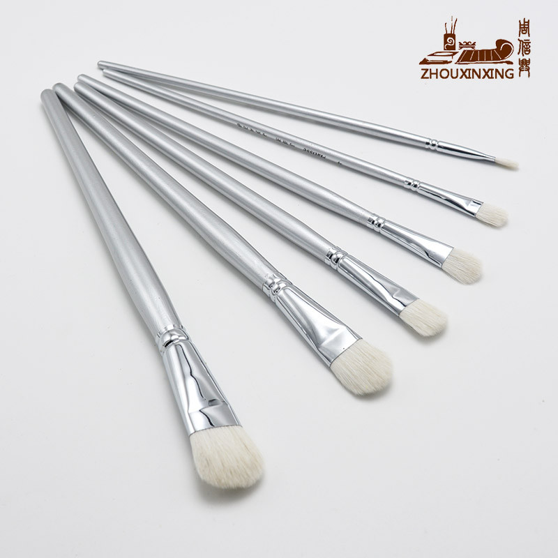 

ZHOUXINXING 6pcs/set Pure wool Silver color Easy to grip wood rod artist paint brush gouache watercolor brush drawing supplies