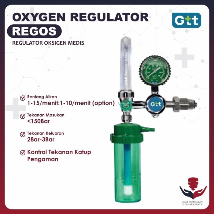 GTT Regulator Oxygen Tabung Oksigen Oxigen Alat Bantu Pernapasan Rumah Sakit