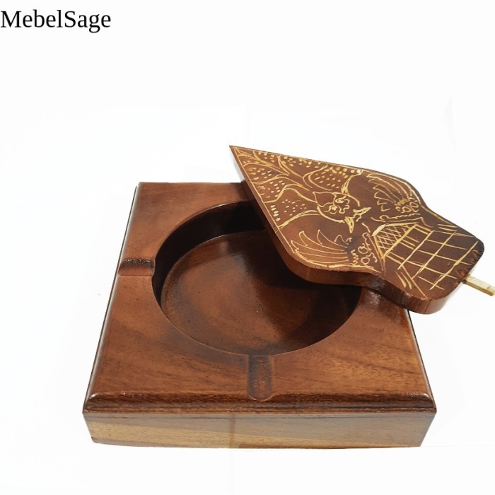 Asbak Kayu Motif Cukit Gunungan Wayang IPX1