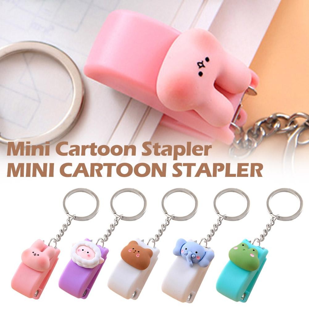 

Cute Cartoon Mini Stapler Key Chain Macaron Color Student Stapler Creative Pendant Key Student Suppiles School Convenient L3G6