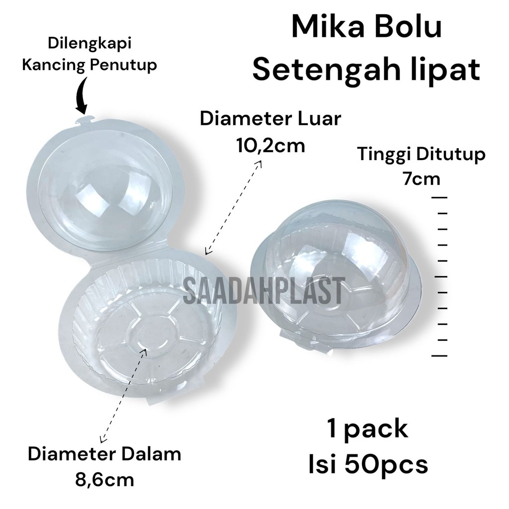 (ISI 50) Mika Bolu Setengah Lipat / Mika Cup Cake Muffin Mini Cake Tart Box Bola