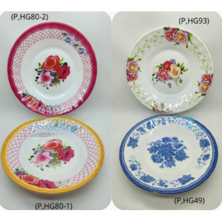 HUGI - Piring Kecil Melamin 10 inch - Piring Motif Bunga - Pisin Melamin, Piring Melamin Motif Bunga