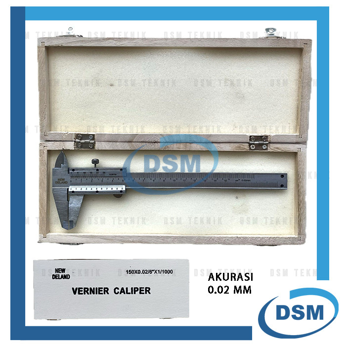 

NEW DELAND SIGMAT BOX KAYU VERNIER CALIPER SKEKMAT 6 INCH 150 MM JANGKA SORONG STAINLESS STEEL
