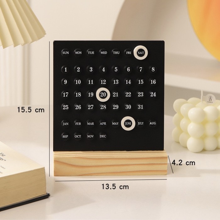 

ANDM HIKI Desk Calendar/ Perpetual Calender / Kalender Meja Lucu / Korean Style Calendar / Kalender Abadi Aesthetic / Home Decoration / Mid Century Decor - Black