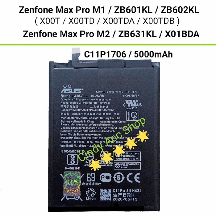Baterai 100% asus zenfone max Pro m1 zenfone max pro m2 batre original - Asus Max Pro M1