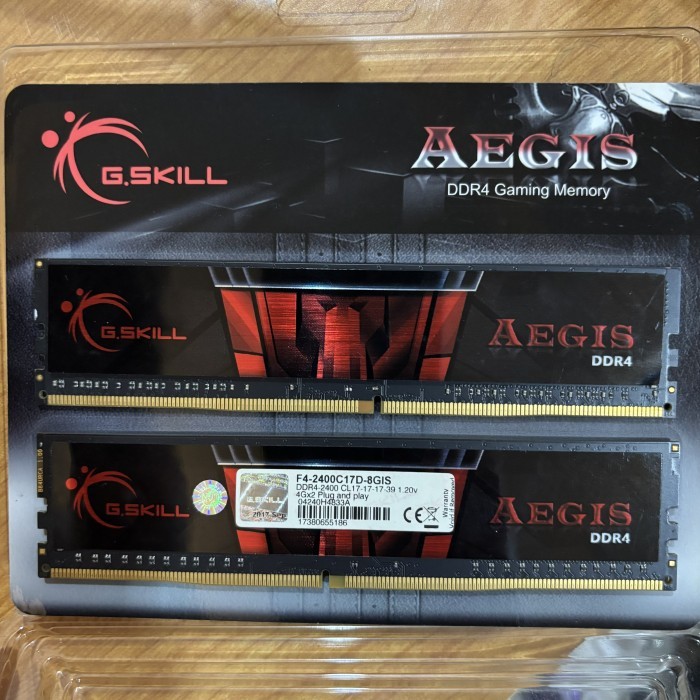 GSKILL AEGIS 8GB 2x4GB DDR4 2400MHZ RAM KIT 4GB PC F4-2400C17D-8GIS LONGDIMM