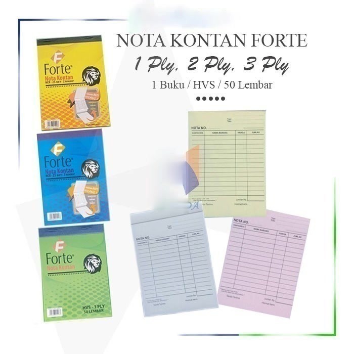 

[ATR] Buku Nota Kontan Forte Kecil 1 Ply NCR /2PLY/3PLY nota kontan rangkap kecil / nota kontan olshop HARGA/PCS