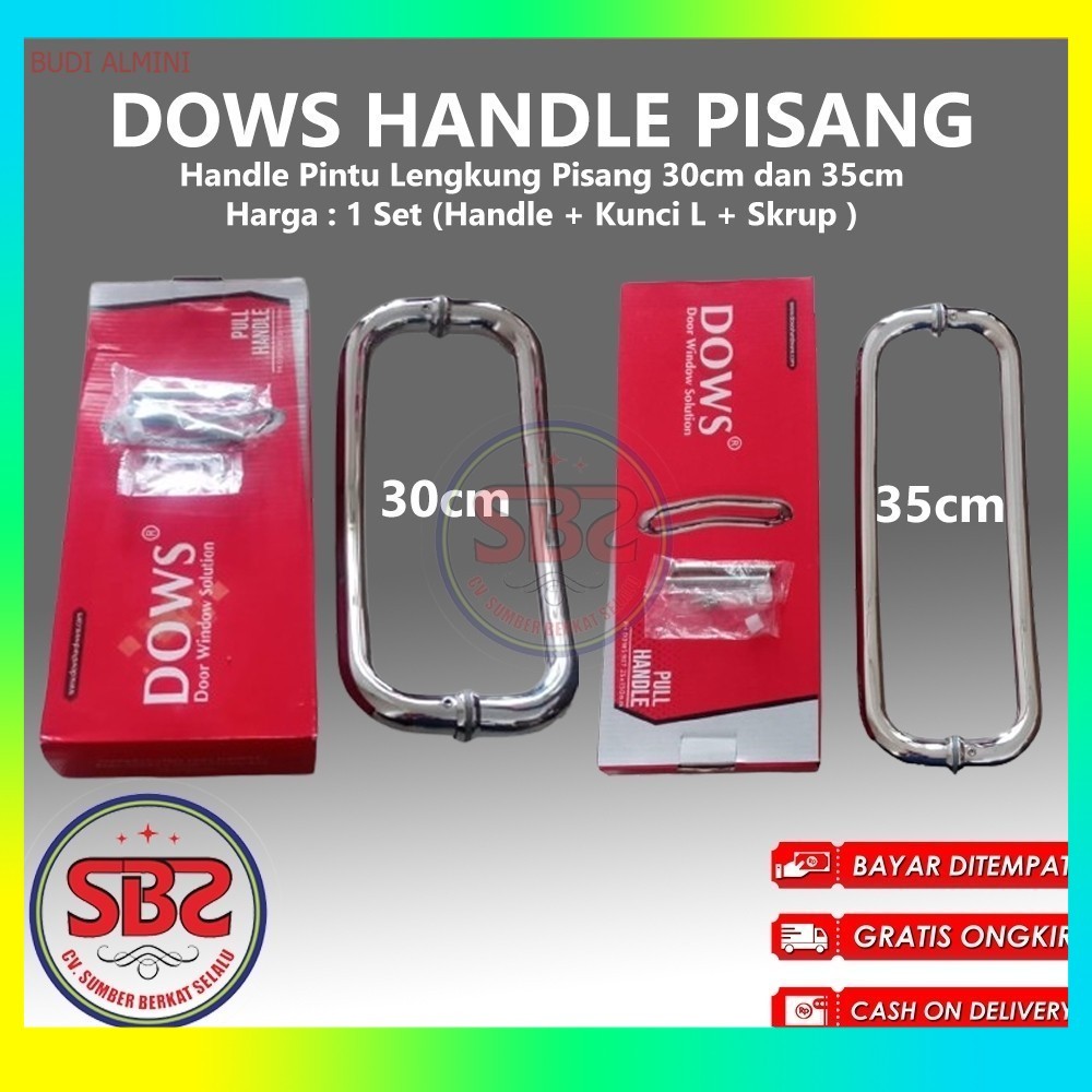 DOWS Handle Lengkung Handle Pisang Tarikan Pintu Kupu Tarung - Handle Pintu Lengkung Pisang 30cm dan