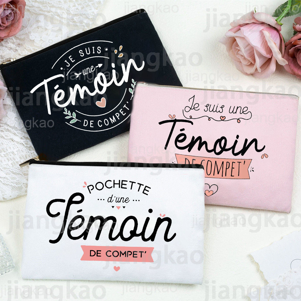 

French Printed Women Cosmetic Bag Bridesmaid MakeUp Case Beauty Toiletries Organizer Wash Storage Pouches Wedding Witness Gifts