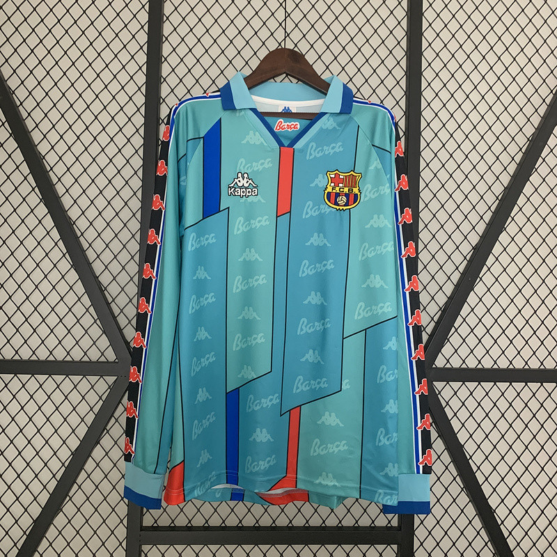 Jersey Retro long sleeve Barcelona 96/97 away a138 T shirt pria Bola Retro football