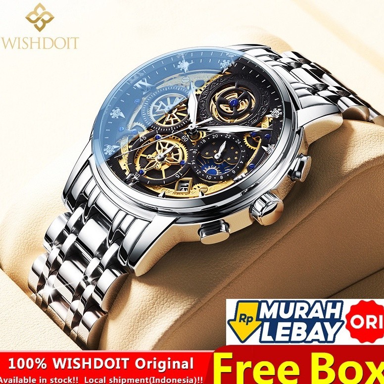 FLASH SALE Lebih hemat WISHDOIT Jam Tangan Pria Original Tahan Anti Air Laki Laki Lelaki Terbaru Ker