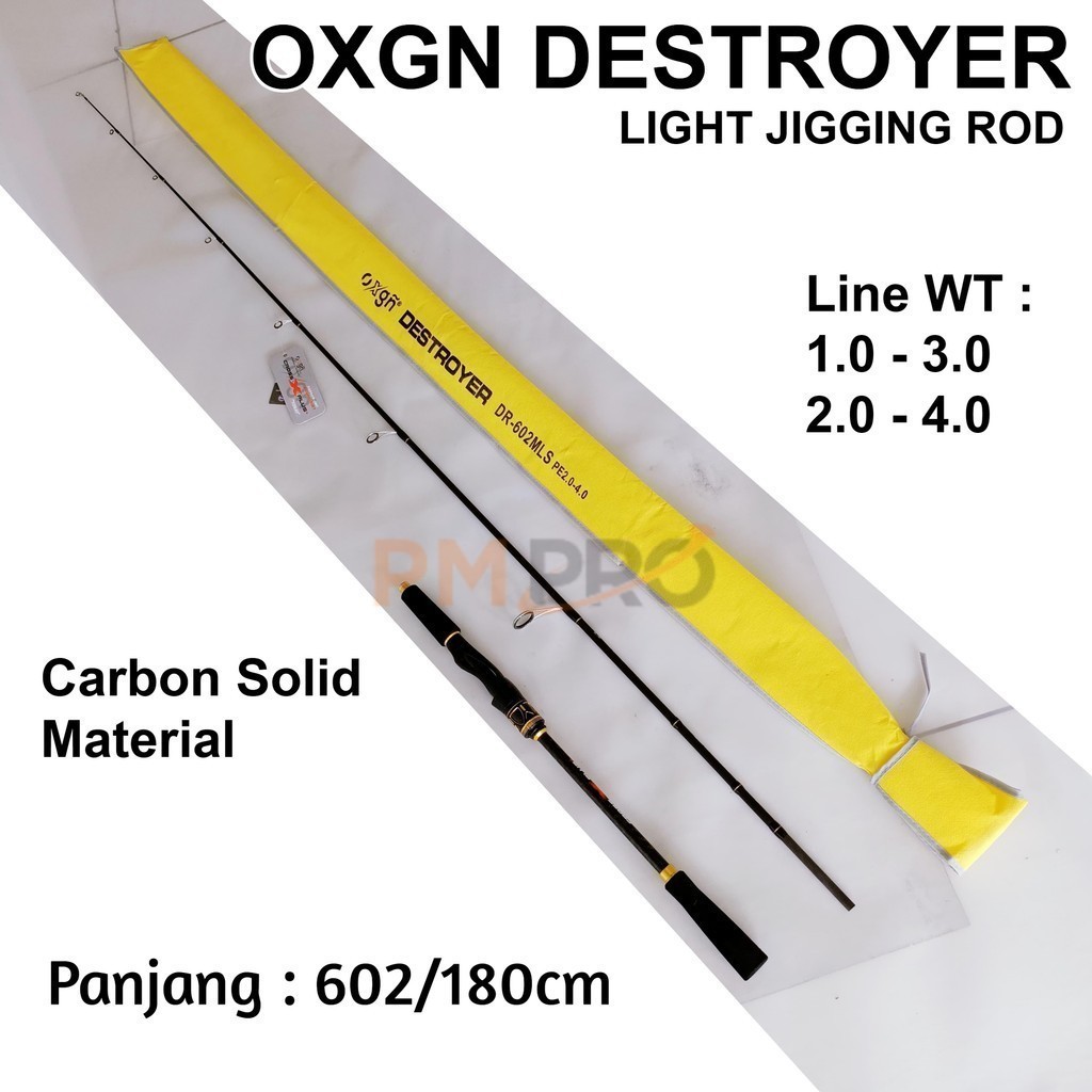 Oxgn Destroyer DR-602mls PE1.0-3.0 Dan PE2.0-4.0 Joran Light Jigging Carbon Solid Ring Guide Fuji To