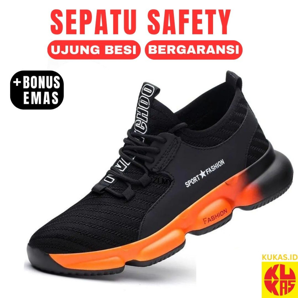 UKURAN SIZE 37 38 39 40 41 42 43 44 45 / Sepatu Safety Pria Safety Shoes Ujung Besi Baja Sepatu Safe