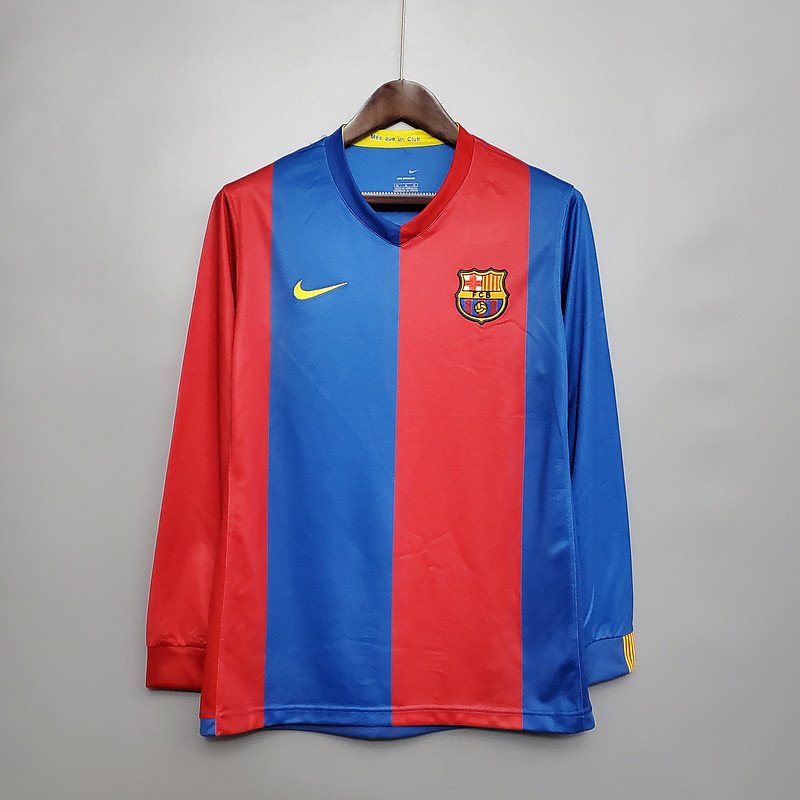Jersey Retro Barcelona 06/07 Long sleeve home  a75 Bola Retro football T shirt pria