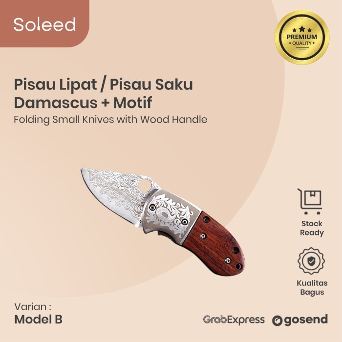 Pisau Lipat Mini Pocket Knife Damascus Pisau Saku - B