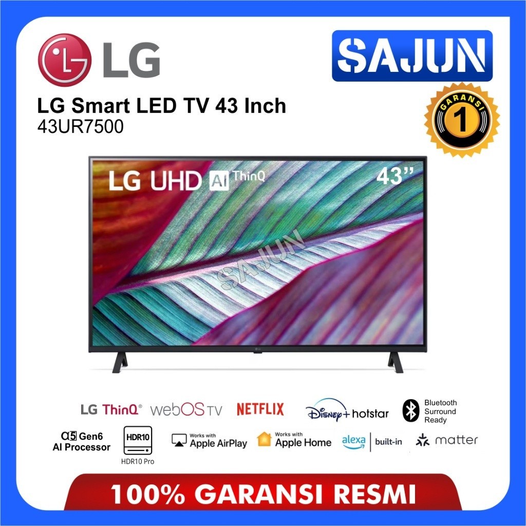 LG 43UR7500 Smart TV UHD 4K 43 Inch THINQ AI 43UR7500PSC Garansi Resmi