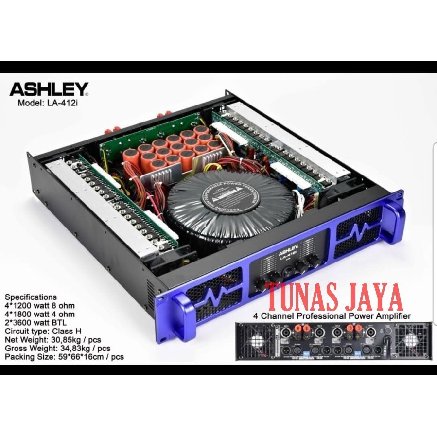 Power Ashley LA 412 i Amplifier 4 Channel Ashley LA 412i Class H Original