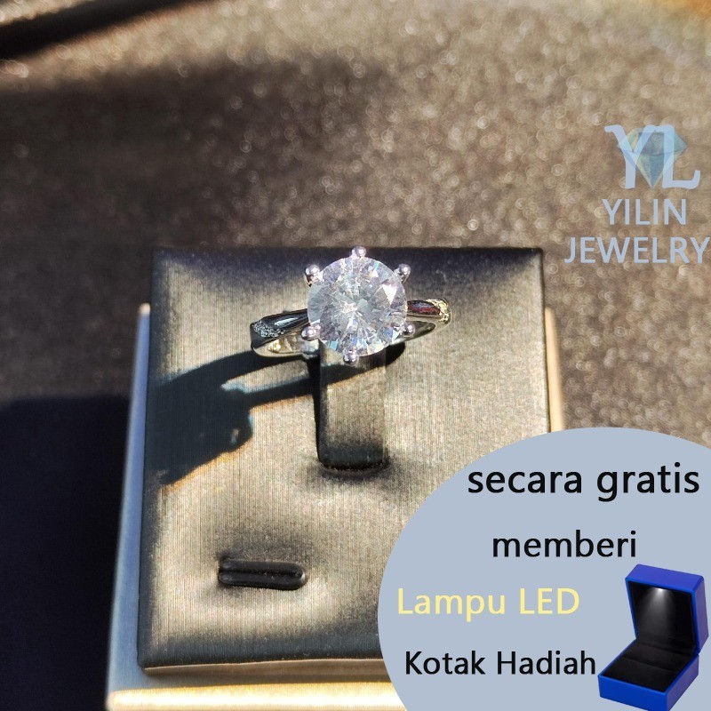 Cincin Wanita 3CT Moissanite Cincin Pernikahan Terbuka PT950