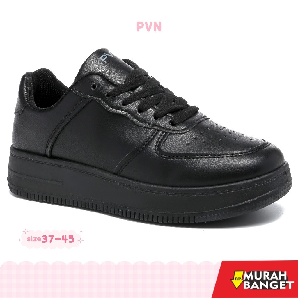 Sepatu running wanita- PVN Hana Sepatu Sekolah Hitam Sneakers Wanita Sport Shoes Black 333