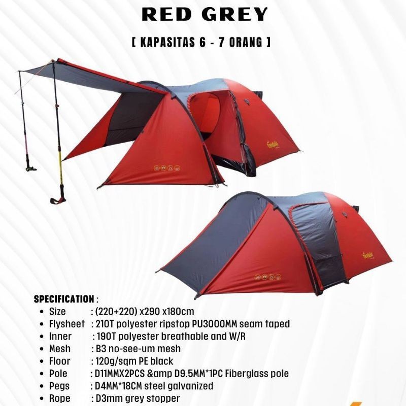 TENDA CAMPING TENDAKI MOLUCCAS 6 PRO NOT TENDAKI BORNEO - TENDA KAPASITAS 6-8 ORANG - TENDA DOUBLE L