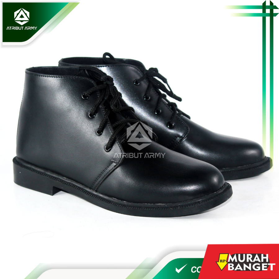 Sepatu pdh- Sepatu PDH DOFF KILAP Satpam TNI Security Sepatu Kerja Dinas Tali Pria Polisi Tanpa Resl