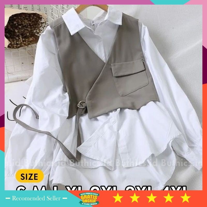 Baju Top Atasan Wanita Murah Korean Style Kekinian Modis Modern / Luna Kemeja Rompi Blouse  Vest  Bi