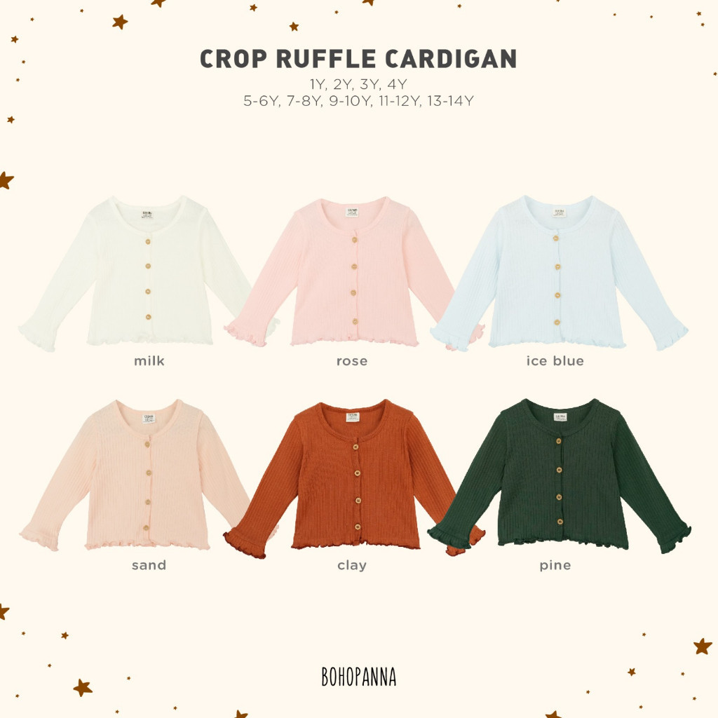 Bohopanna 6 Bulan -10 Tahun Crop Ruffle Cardigan Tahun Cardigan Crop Anak Perempuan